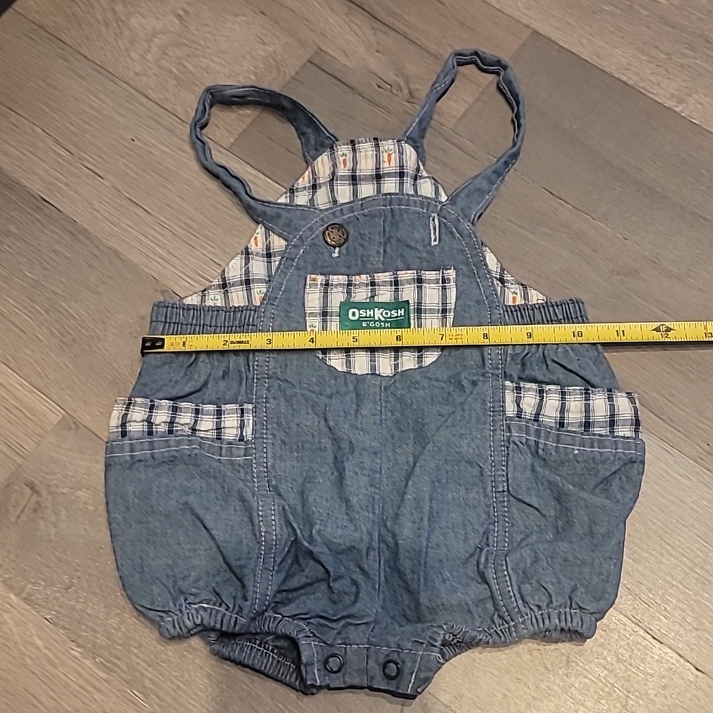 Vintage OshKosh Carrot Bubble Denim Overalls Rompers 90s 100% Cotton 12 Months - Picture 12 of 12